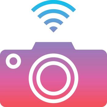 camera wifi connectivity - gradient solid icon vector