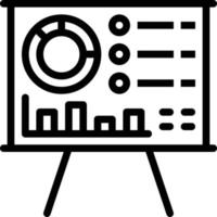 análisis gráfico del tablero de presentación - icono de contorno vector