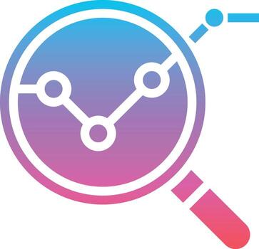 análisis gráfico magnificar vidrio estadística - icono de gradiente sólido vector