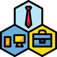 structure necktie compuer bag business teamwork - filled outline icon vector