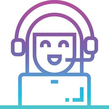 centro de llamadas de servicio al cliente - icono de gradiente vector