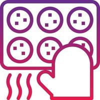 baking cookies glove oven - gradient icon vector