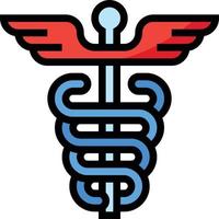 caduceo cuidado de la salud médico - icono de contorno lleno vector