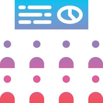 training discussion presentation analysis conference - solid gradient icon vector