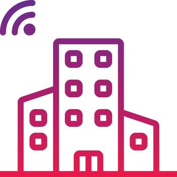 construcción de tecnología de conectividad wifi - icono degradado vector