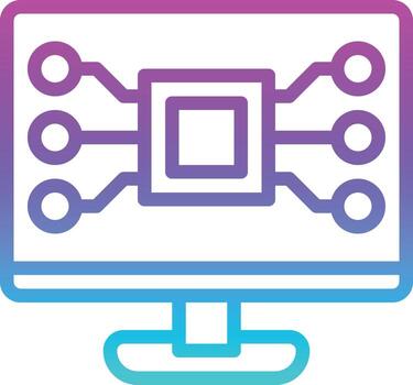 sistema electrónico de pantalla digital de computadora - icono de gradiente vector