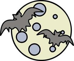 Bats and moon color icon vector