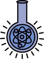 laboratory flask with atom outline color icon vector