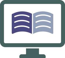 monitor, libro, icono de color en línea vector