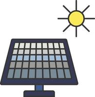 Solar panel and sun color icon vector