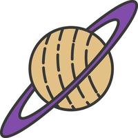 Saturn, planet, space color icon vector