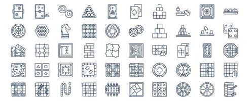 colección de íconos relacionados con juegos de mesa, incluidos íconos como air hokey, ajedrez, fichas de casino y más. ilustraciones vectoriales, conjunto perfecto de píxeles vector
