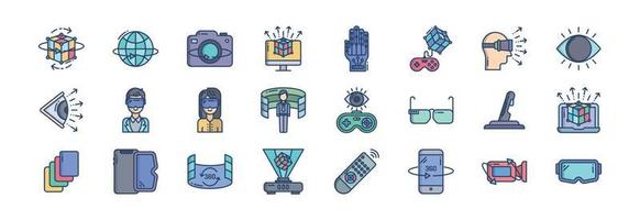 Collection of icons related to Virtual Reality, including icons like vr, augmented reality, Technology and more. vector illustrations, Pixel Perfect set