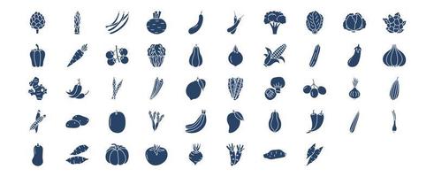 Collection of icons related to Vegetables, including icons like Artichoke, Asparagus, Beans, Beetroot and more. vector illustrations, Pixel Perfect set