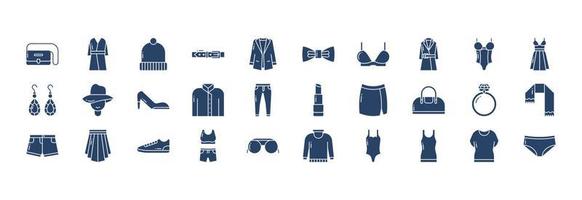 Collection of icons related to Woman Fashion, including icons like Bag, Beanie, Belt, Blazer and more. vector illustrations, Pixel Perfect set