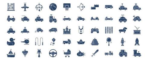 Collection of icons related to Toys, including icons like Abacus, Airplane, Ball, Basketball and more. vector illustrations, Pixel Perfect set