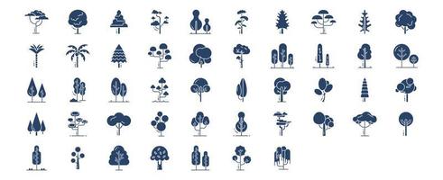 colección de íconos relacionados con árboles, incluidos íconos como acacia, árbol de la vida, ciprés, olmo y más. ilustraciones vectoriales, conjunto perfecto de píxeles vector
