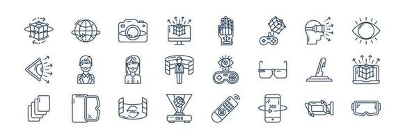 Collection of icons related to Virtual Reality, including icons like vr, augmented reality, Technology and more. vector illustrations, Pixel Perfect set