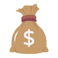 A money sack icon in flat design vector