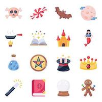 Modern Flat Icons of Magic vector