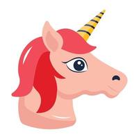 Fantasy animal, flat style icon of unicorn vector