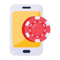 An icon of poker chip flat design vector