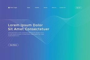 Abstract line wave gradient landing page. Modern colorful wavy line abstract landing page vector