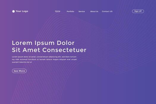 Abstract line wave gradient landing page. Modern colorful wavy line abstract landing page vector