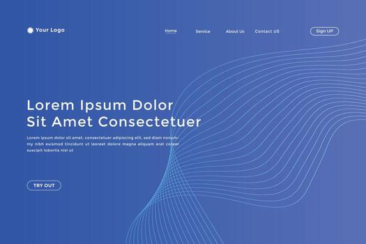 Abstract line wave gradient landing page. Modern colorful wavy line abstract landing page vector