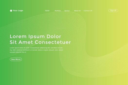 Abstract line wave gradient landing page. Modern colorful wavy line abstract landing page vector