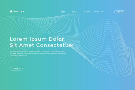 Modern colorful wavy line landing page Design. wave curve abstract landing page vector