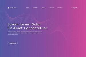 Modern colorful wavy line landing page Design. wave curve abstract landing page vector