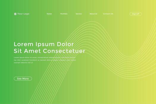 Abstract line wave gradient landing page. Modern colorful wavy line abstract landing page vector