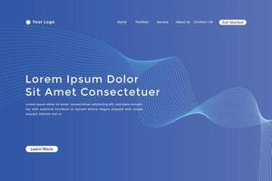 Abstract line wave blue linear gradient landing page. Modern colorful wavy line abstract landing page vector