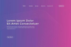 Abstract line wave gradient landing page. Modern colorful wavy line abstract landing page vector