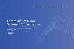 Abstract line wave blue linear gradient landing page. Modern colorful wavy line abstract landing page vector