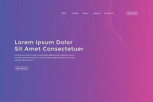 Abstract line wave gradient landing page. Modern colorful wavy line abstract landing page vector