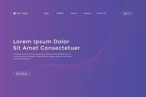 Abstract line wave gradient landing page. Modern colorful wavy line abstract landing page vector