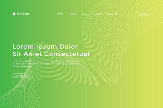 Abstract line wave gradient landing page. Modern colorful wavy line abstract landing page vector