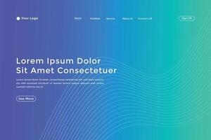 Abstract line wave gradient landing page. Modern colorful wavy line abstract landing page vector