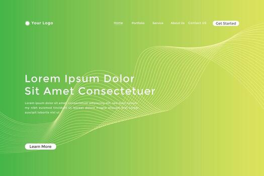 Abstract line wave gradient landing page. Modern colorful wavy line abstract landing page vector