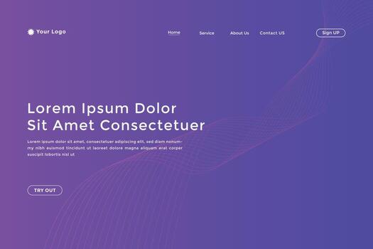 Abstract line wave gradient landing page. Modern colorful wavy line abstract landing page vector