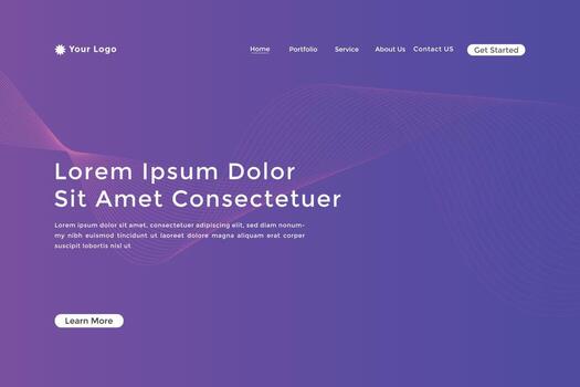Modern colorful wavy line landing page Design. wave curve abstract landing page vector