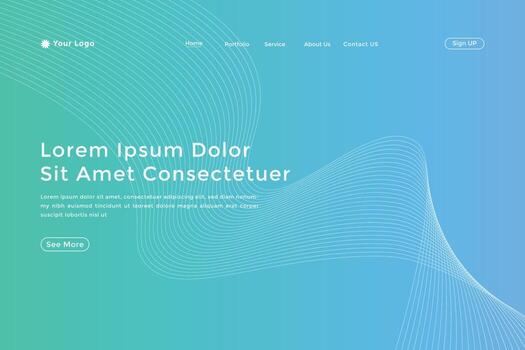 Modern colorful wavy line landing page Design. wave curve abstract landing page vector