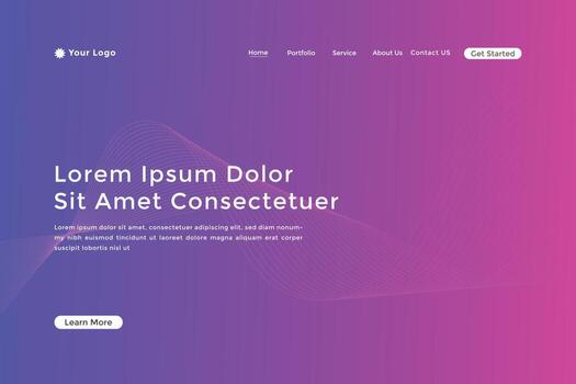 diseño de página de inicio de línea ondulada de colores modernos. página de inicio abstracta de curva de onda vector