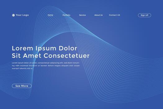 Abstract line wave gradient landing page. Modern colorful wavy line abstract landing page vector