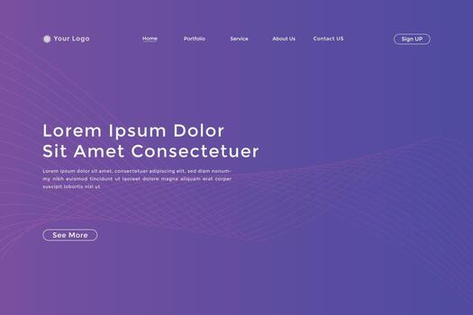 Abstract line wave gradient landing page. Modern colorful wavy line abstract landing page vector