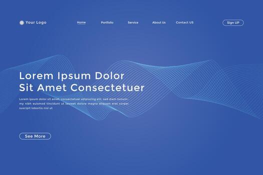 Abstract line wave gradient landing page. Modern colorful wavy line abstract landing page vector