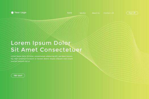 Modern colorful wavy line landing page Design. wave curve abstract landing page vector