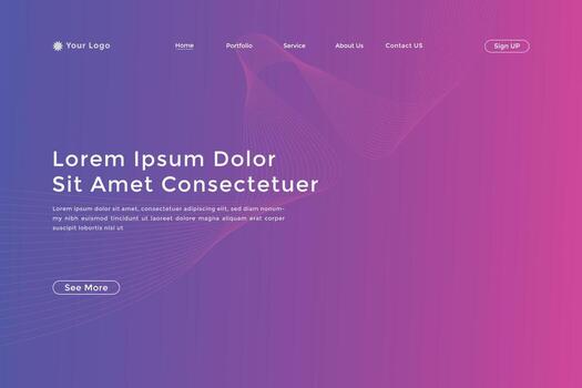 Abstract line wave gradient landing page. Modern colorful wavy line abstract landing page vector